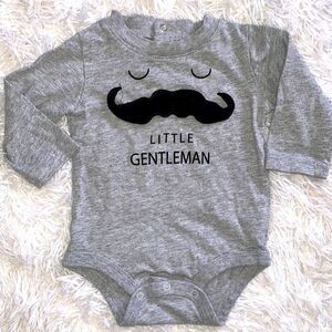 Koala Baby Boy’s Gray Little Gentleman 3D Appliqué Mustache Long Sleeve Top 0-3M